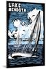 Wisconsin - Lake Mendota - Sailboat - Scratchboard-Lantern Press-Mounted Art Print