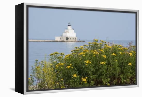 Wisconsin, Lake Michigan, Manitowoc. Historic Breakwater Light-Cindy Miller Hopkins-Framed Premier Image Canvas