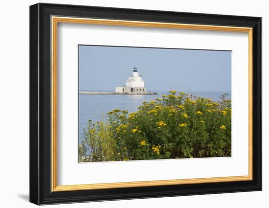 Wisconsin, Lake Michigan, Manitowoc. Historic Breakwater Light-Cindy Miller Hopkins-Framed Photographic Print