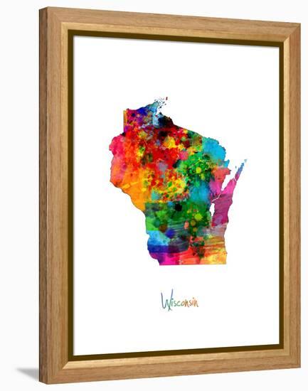 Wisconsin Map-Michael Tompsett-Framed Stretched Canvas