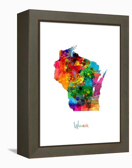 Wisconsin Map-Michael Tompsett-Framed Stretched Canvas