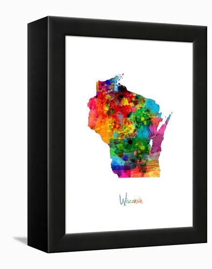 Wisconsin Map-Michael Tompsett-Framed Stretched Canvas