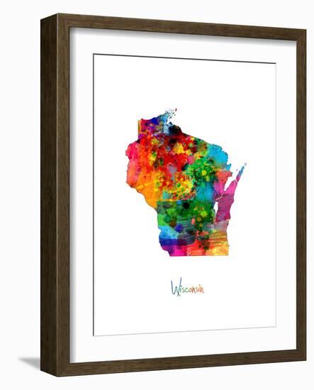 Wisconsin Map-Michael Tompsett-Framed Premium Giclee Print