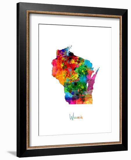 Wisconsin Map-Michael Tompsett-Framed Premium Giclee Print