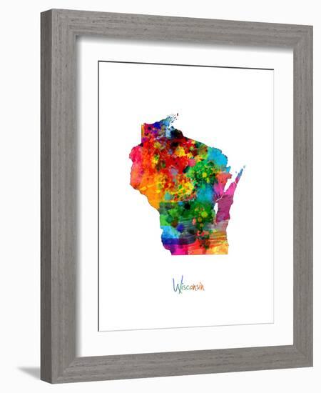 Wisconsin Map-Michael Tompsett-Framed Art Print