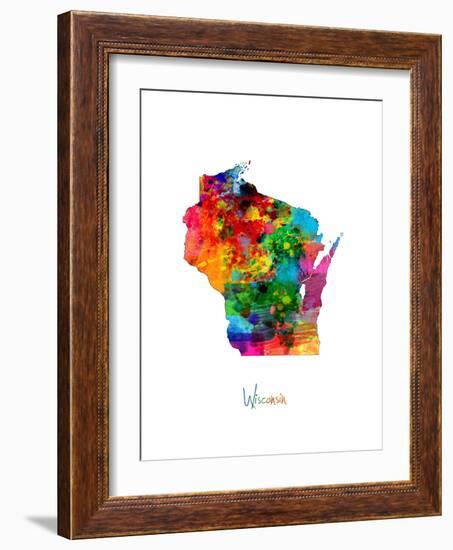 Wisconsin Map-Michael Tompsett-Framed Art Print