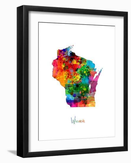 Wisconsin Map-Michael Tompsett-Framed Art Print