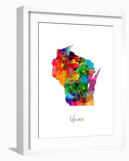 Wisconsin Map-Michael Tompsett-Framed Art Print