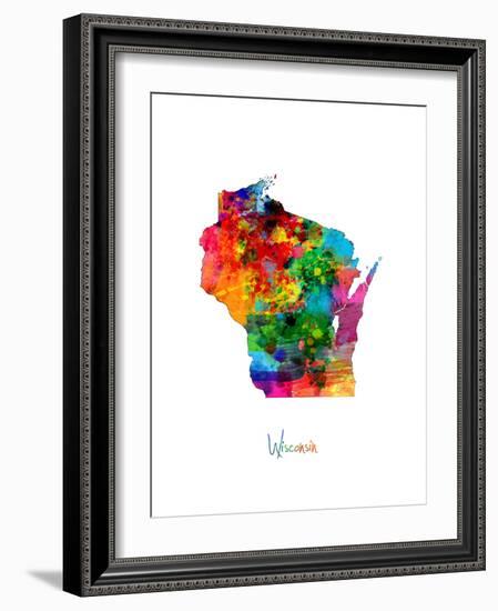 Wisconsin Map-Michael Tompsett-Framed Art Print