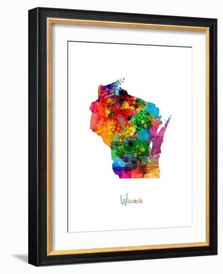 Wisconsin Map-Michael Tompsett-Framed Art Print