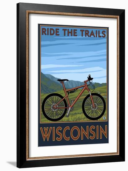 Wisconsin - Mountain Bike Scene - Ride the Trails-Lantern Press-Framed Art Print