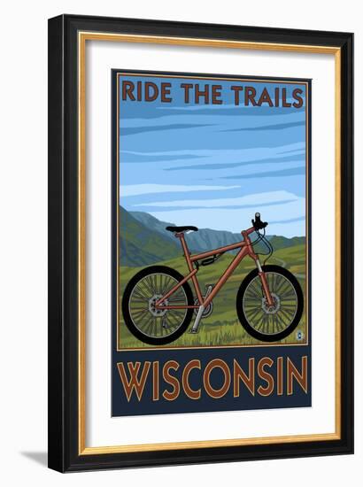 Wisconsin - Mountain Bike Scene - Ride the Trails-Lantern Press-Framed Art Print