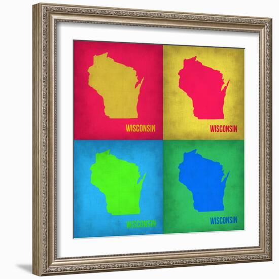 Wisconsin Pop Art Map 1-NaxArt-Framed Art Print