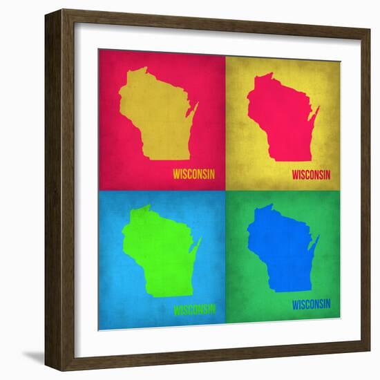 Wisconsin Pop Art Map 1-NaxArt-Framed Art Print