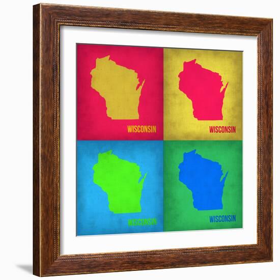 Wisconsin Pop Art Map 1-NaxArt-Framed Art Print