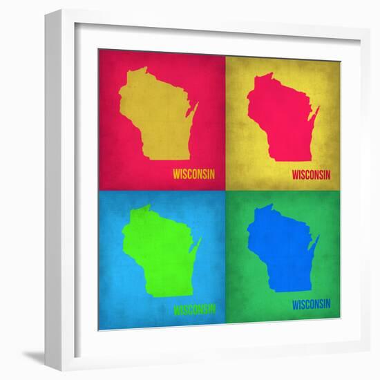 Wisconsin Pop Art Map 1-NaxArt-Framed Art Print