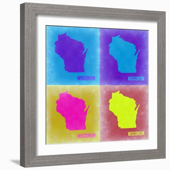 Wisconsin Pop Art Map 3-NaxArt-Framed Art Print