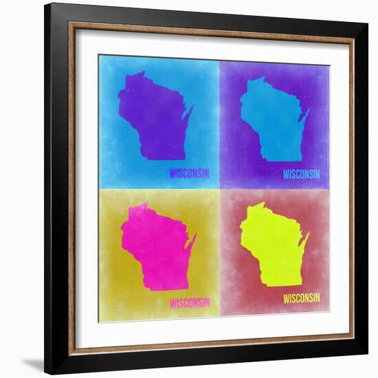 Wisconsin Pop Art Map 3-NaxArt-Framed Art Print