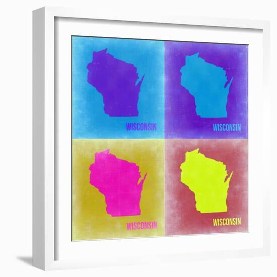 Wisconsin Pop Art Map 3-NaxArt-Framed Art Print