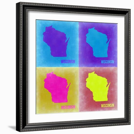 Wisconsin Pop Art Map 3-NaxArt-Framed Art Print