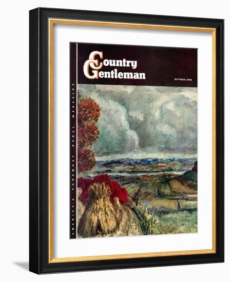 "Wisconsin River Valley," Country Gentleman Cover, October 1, 1946-J. Steuart Curry-Framed Giclee Print