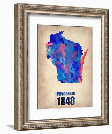 Wisconsin Watercolor Map-NaxArt-Framed Art Print