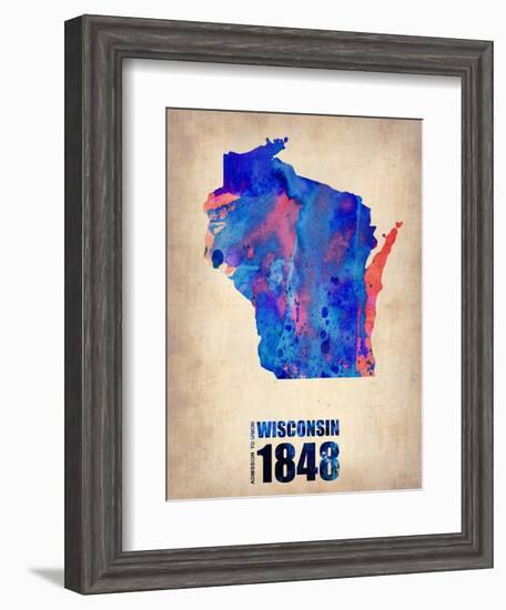 Wisconsin Watercolor Map-NaxArt-Framed Art Print