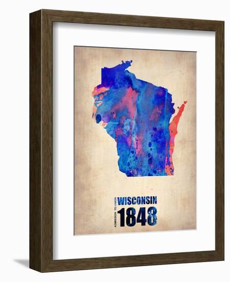 Wisconsin Watercolor Map-NaxArt-Framed Art Print