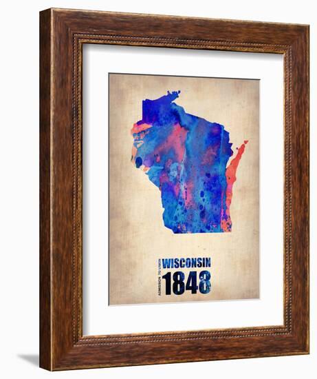 Wisconsin Watercolor Map-NaxArt-Framed Art Print