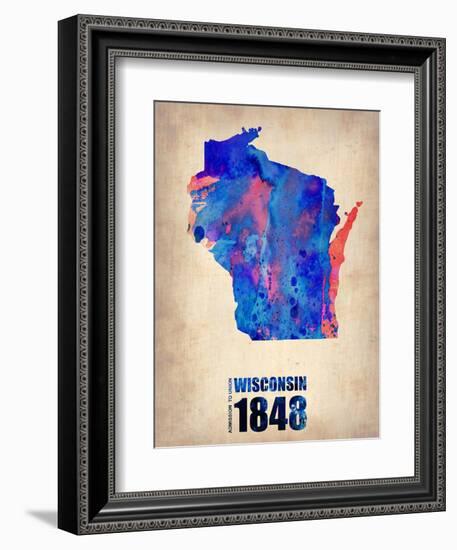 Wisconsin Watercolor Map-NaxArt-Framed Art Print