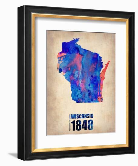 Wisconsin Watercolor Map-NaxArt-Framed Art Print