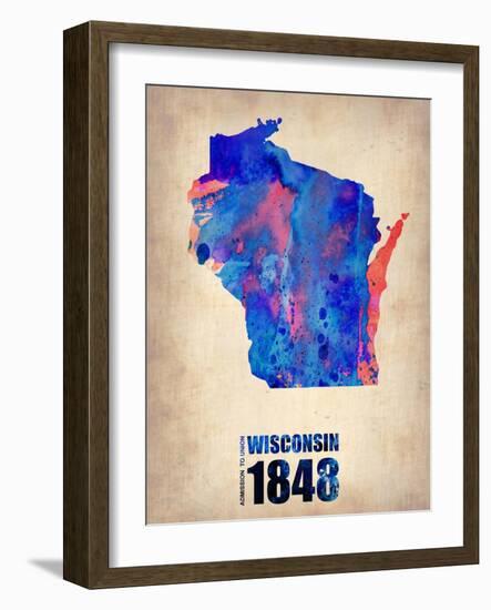 Wisconsin Watercolor Map-NaxArt-Framed Art Print