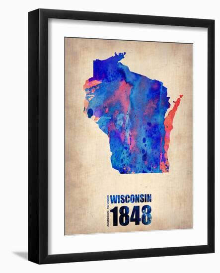 Wisconsin Watercolor Map-NaxArt-Framed Art Print