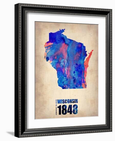 Wisconsin Watercolor Map-NaxArt-Framed Art Print