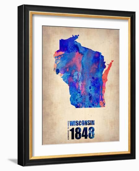 Wisconsin Watercolor Map-NaxArt-Framed Art Print