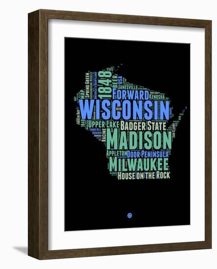 Wisconsin Word Cloud 1-NaxArt-Framed Art Print