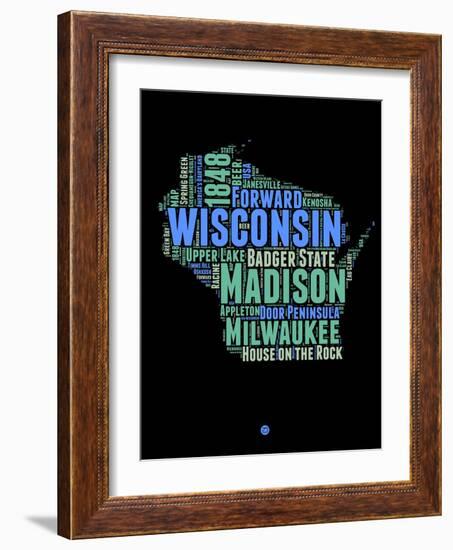 Wisconsin Word Cloud 1-NaxArt-Framed Art Print