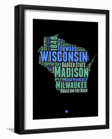 Wisconsin Word Cloud 1-NaxArt-Framed Art Print