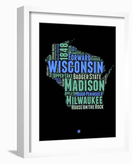 Wisconsin Word Cloud 1-NaxArt-Framed Art Print