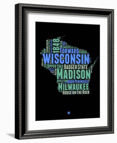 Wisconsin Word Cloud 1-NaxArt-Framed Art Print