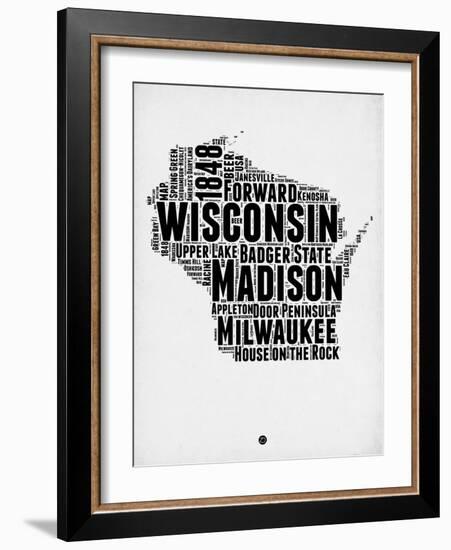 Wisconsin Word Cloud 2-NaxArt-Framed Premium Giclee Print