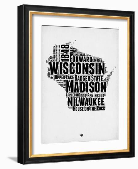 Wisconsin Word Cloud 2-NaxArt-Framed Premium Giclee Print