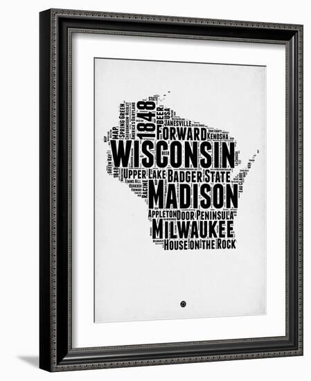 Wisconsin Word Cloud 2-NaxArt-Framed Art Print