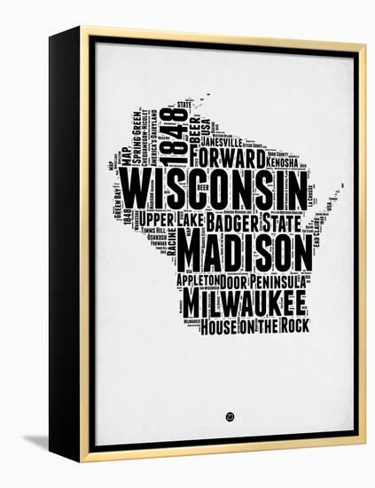 Wisconsin Word Cloud 2-NaxArt-Framed Stretched Canvas