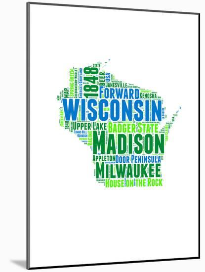 Wisconsin Word Cloud Map-NaxArt-Mounted Art Print