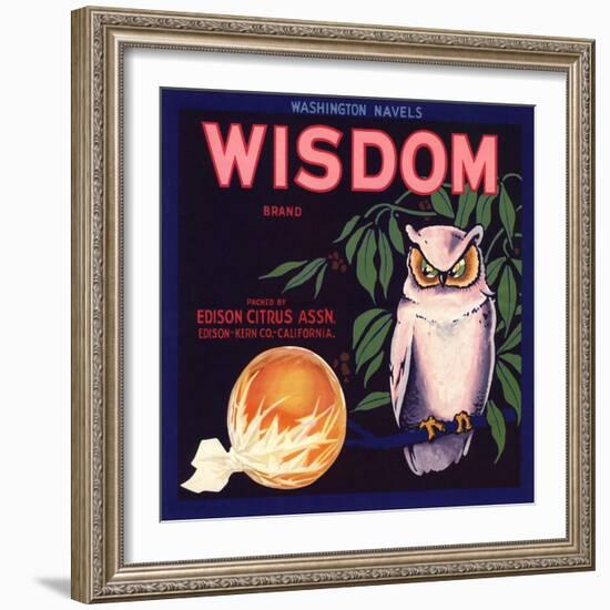 Wisdom Brand - Edison, California - Citrus Crate Label-Lantern Press-Framed Art Print