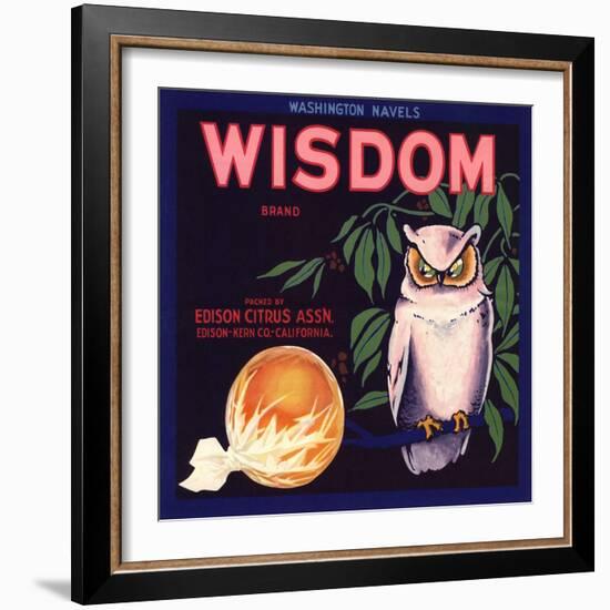 Wisdom Brand - Edison, California - Citrus Crate Label-Lantern Press-Framed Art Print