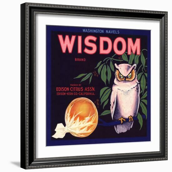 Wisdom Brand - Edison, California - Citrus Crate Label-Lantern Press-Framed Art Print