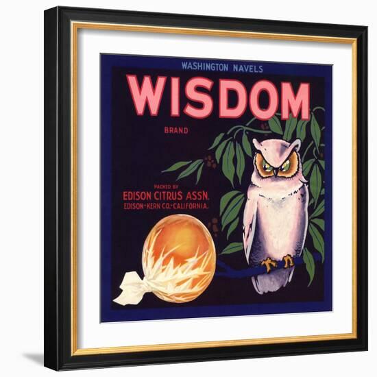 Wisdom Brand - Edison, California - Citrus Crate Label-Lantern Press-Framed Art Print