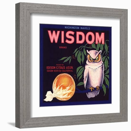 Wisdom Brand - Edison, California - Citrus Crate Label-Lantern Press-Framed Art Print